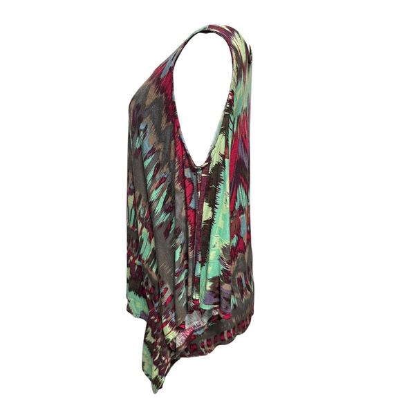 Small Ella Moss Cold Shoulder Flutter Sleeve Patterened Womens Top - Picture 8 of 13